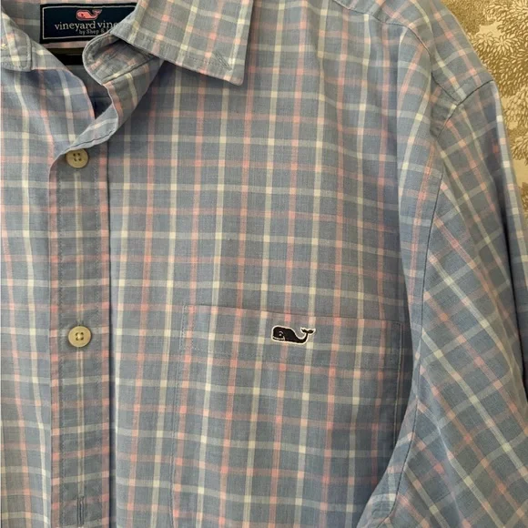 Vineyard Vines Light Blue Plaid Shirt - Picture 3 of 3